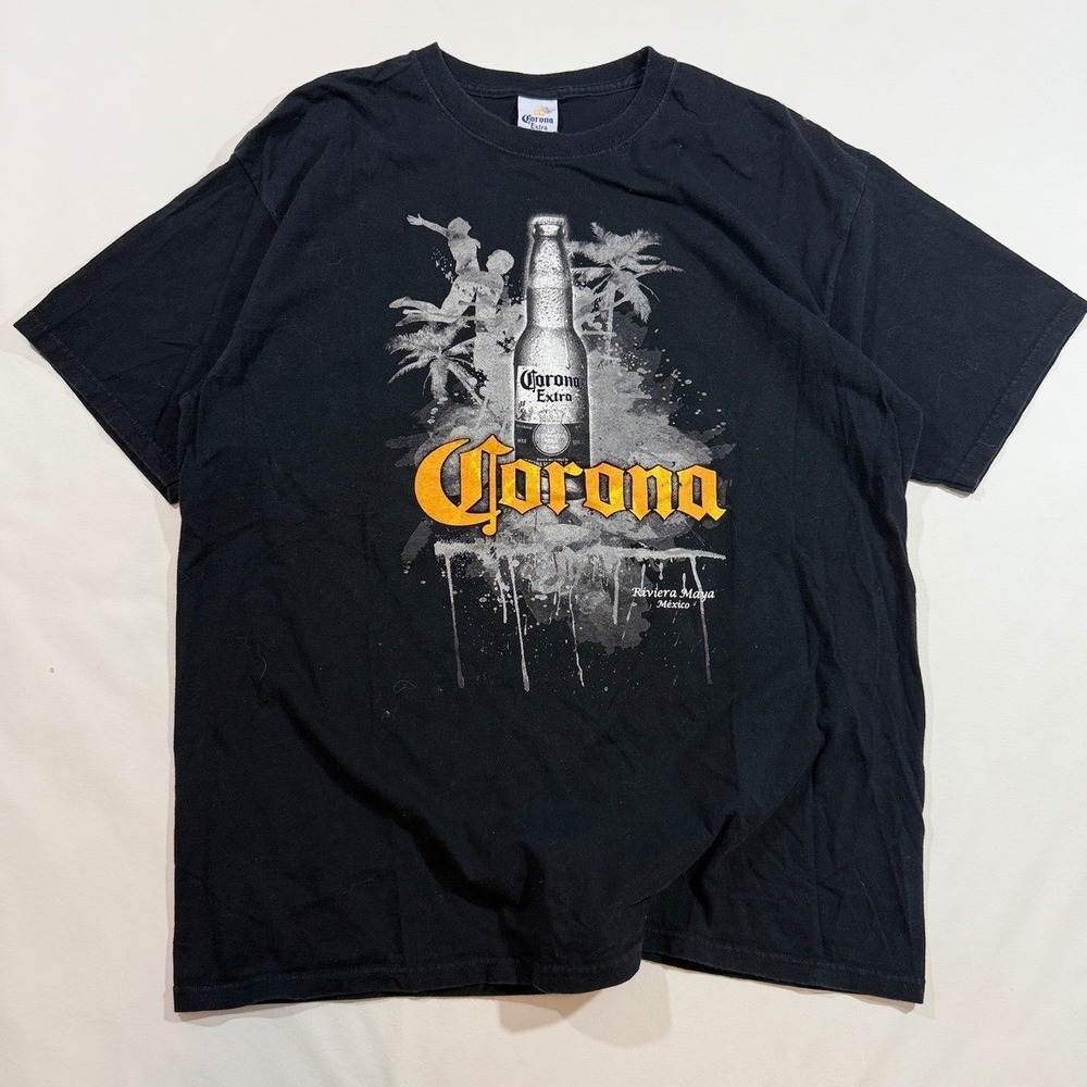 Corona Extra T-Shirt Men XL Black Riviera Maya Mexico Beer Graphic Tee